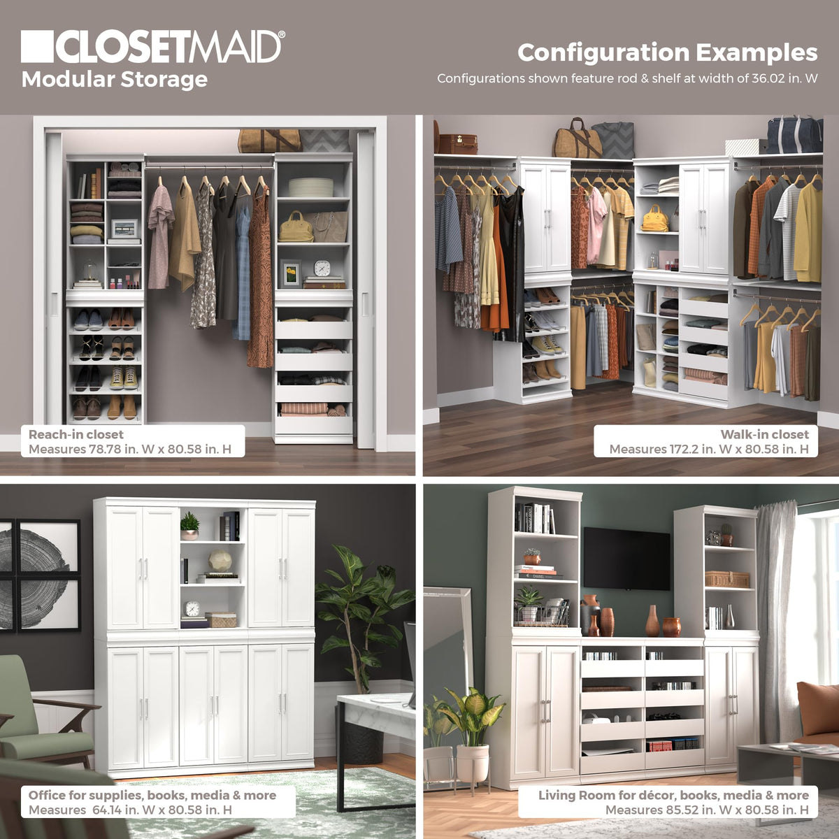 White Modular Storage Shelf Unit with 3 Shelves K657002