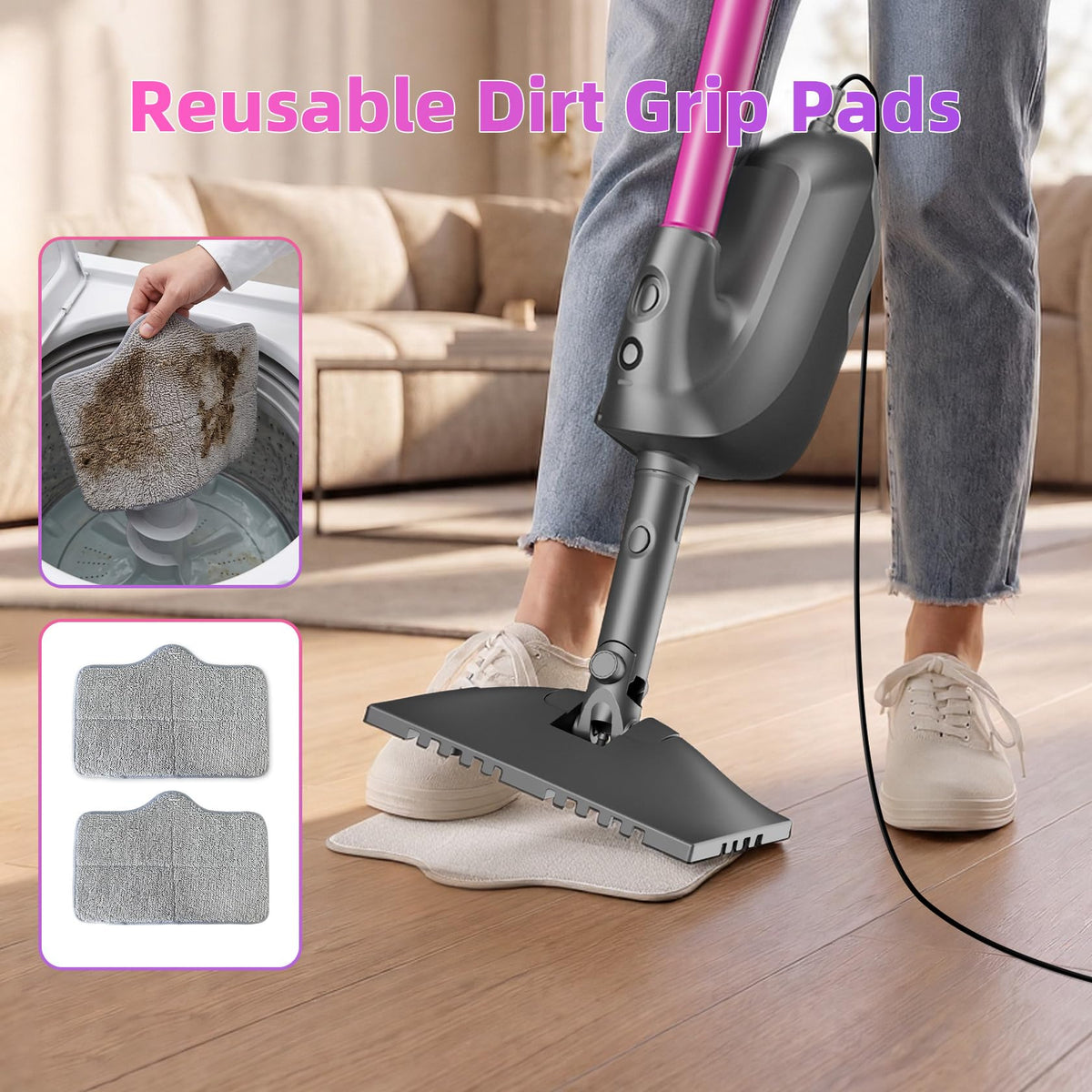 9-in-1 Detachable Handheld Steam Mop D128