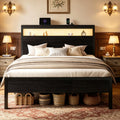 Full Bed Frame with 2-Tier Storage Headboard S9433
