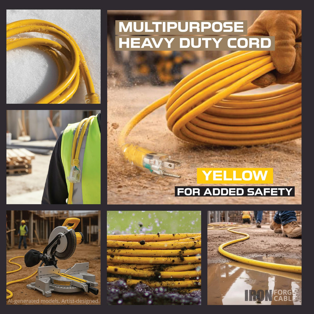 50 Foot Lighted Outdoor Extension Cord with 3 Outlets V953
