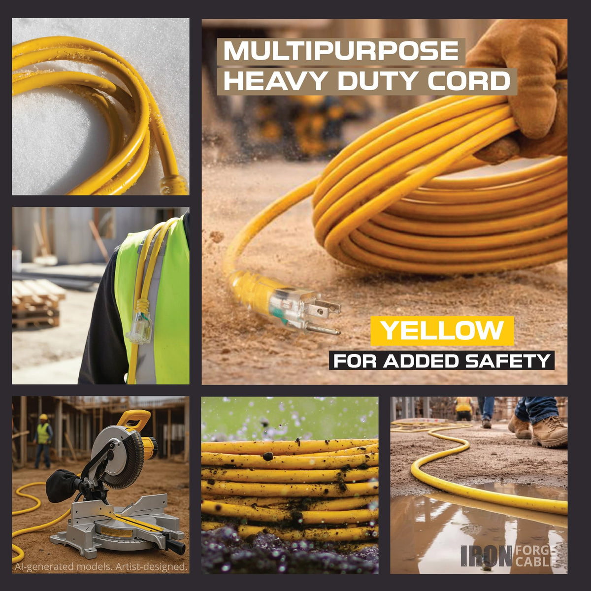 50 Foot Lighted Outdoor Extension Cord with 3 Outlets V953