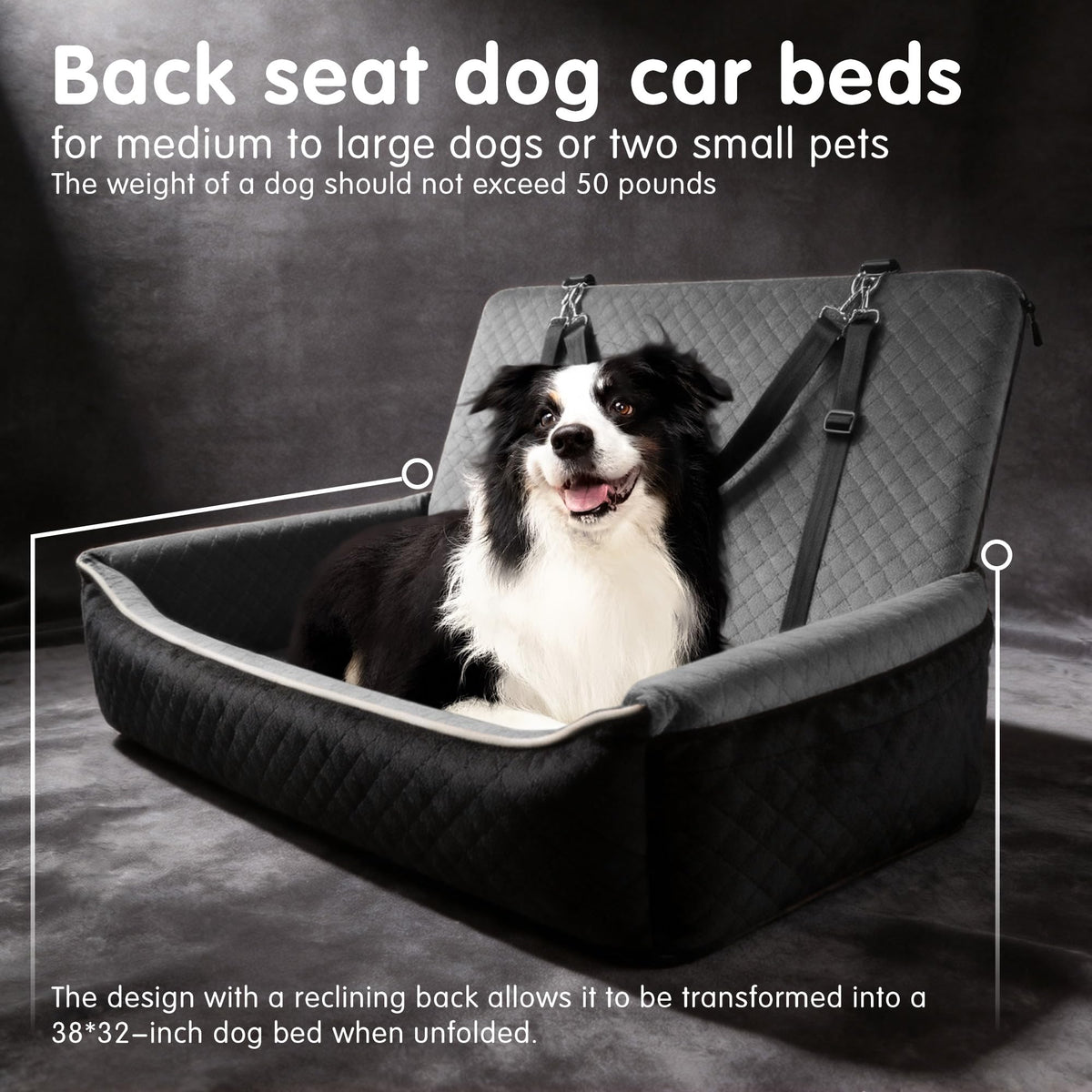 Large Dog Car Seat Portable Travel Dog Bed Velvet Memory Foam X385