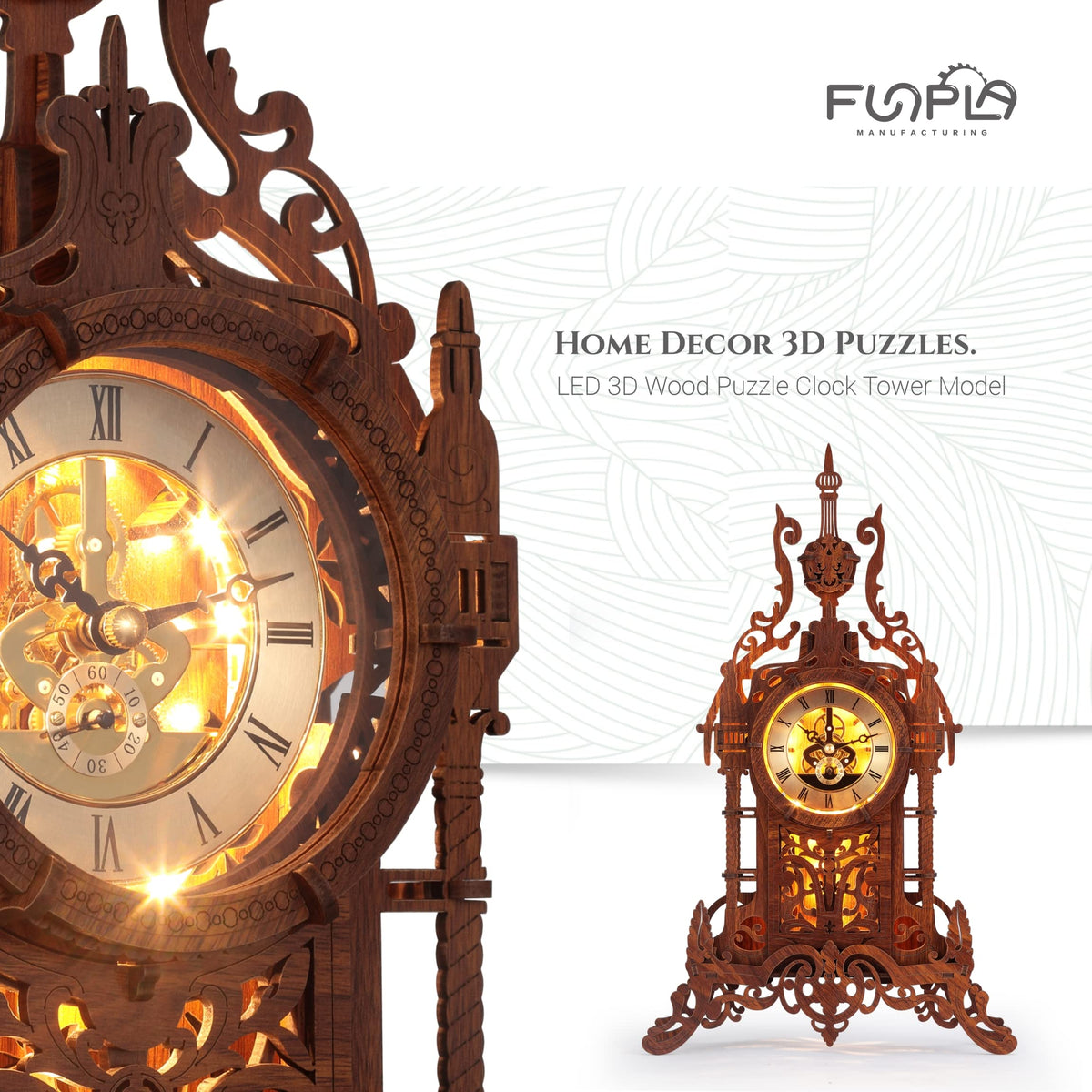 LED 3D Wood Puzzle Clock Tower B503