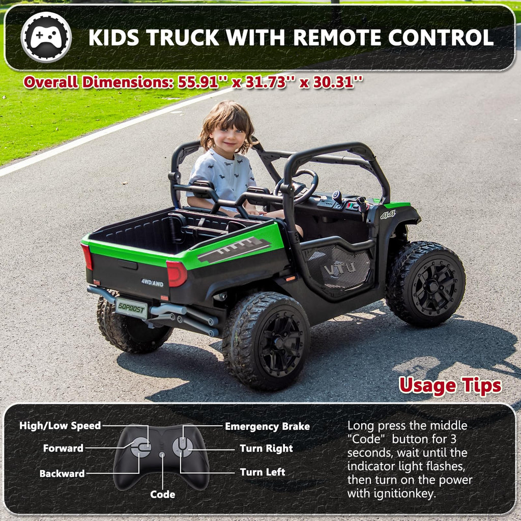 2 Seater 24V 10Ah Ride On Dump Truck with EVA Tires, Green S46260