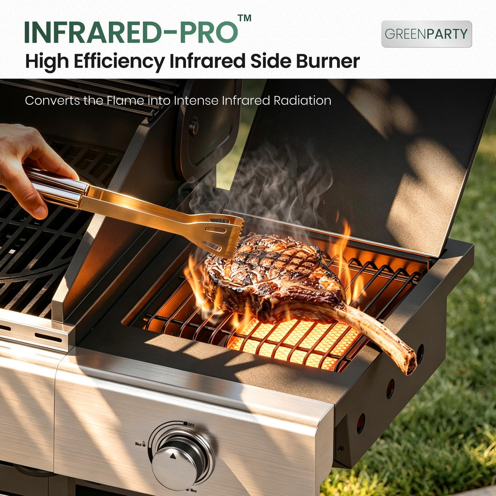 4 Burner Propane Gas Grill with Infrared Side Burner S5574