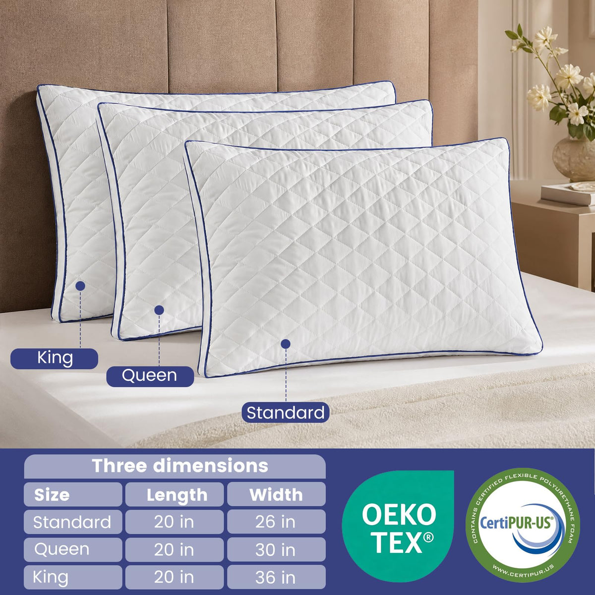 Shredded Memory Foam Pillows King Size Set of 2 T173249