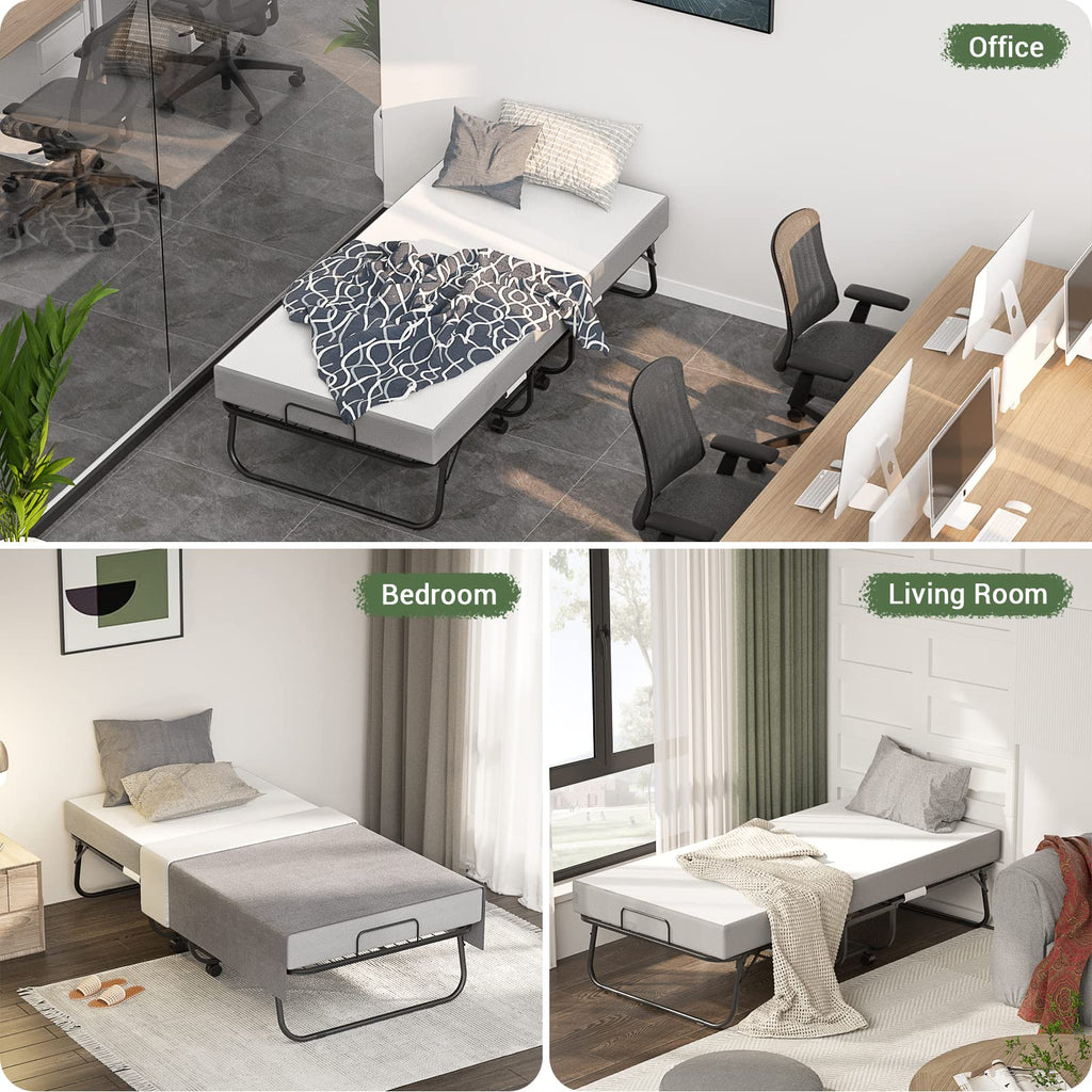 75" x 31" Folding Bed with Memory Foam Mattress E5609