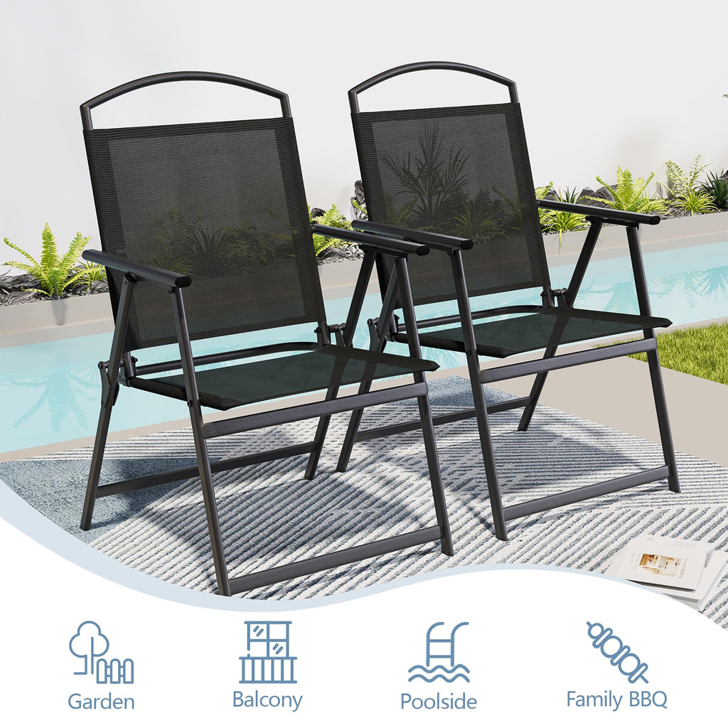 Folding Outdoor Chairs Set of 2 Black G223687