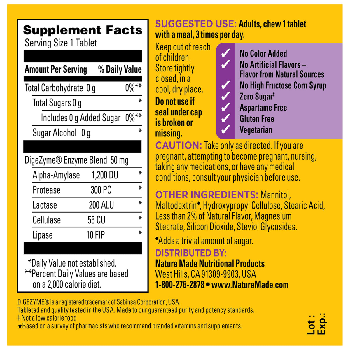 Digestive Enzymes 90 Chewable Tablets A36083