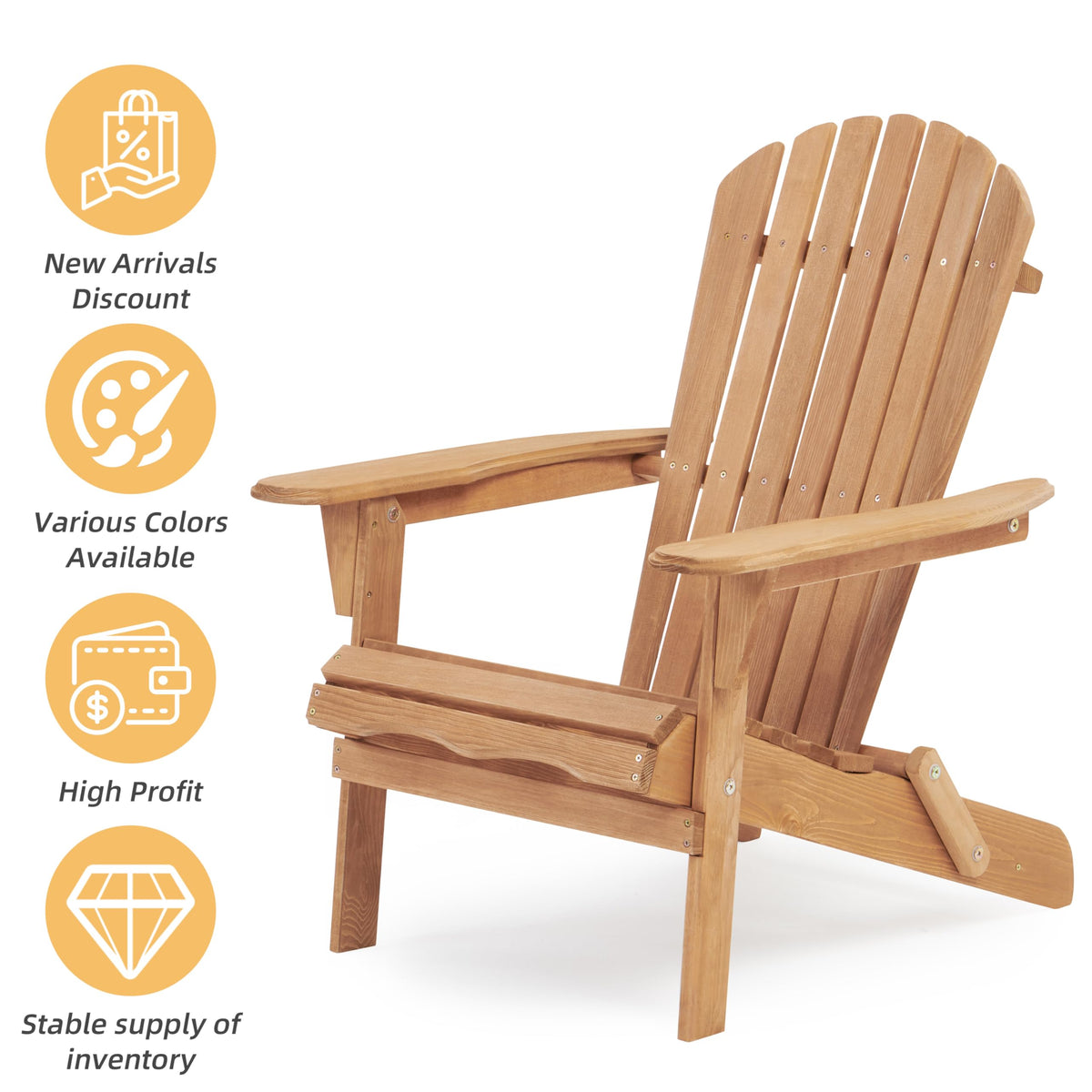 Adirondack Chair Set of 2 Wooden Folding Outdoor Chair R7536