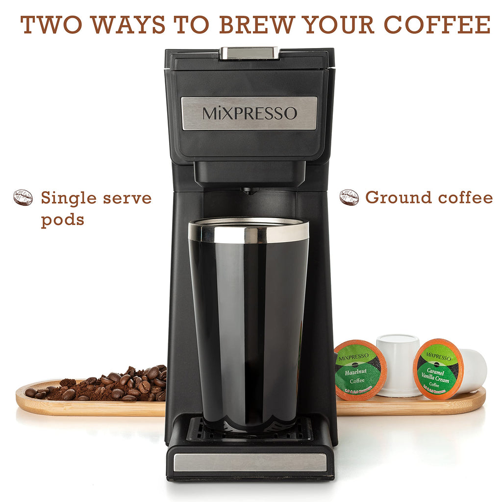 Single Serve Coffee Maker with 14oz Travel Mug & Reusable Filter A1145