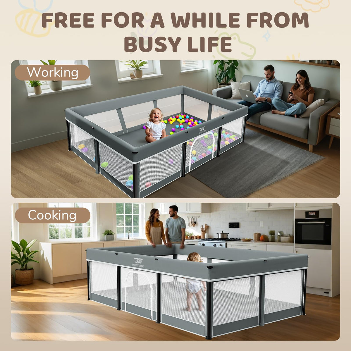 Foldable Baby Playpen with Mat K28049