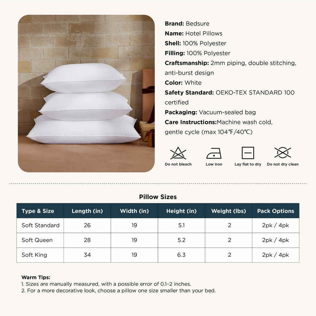 Queen Size Set of 2 Bed Pillows Q3176