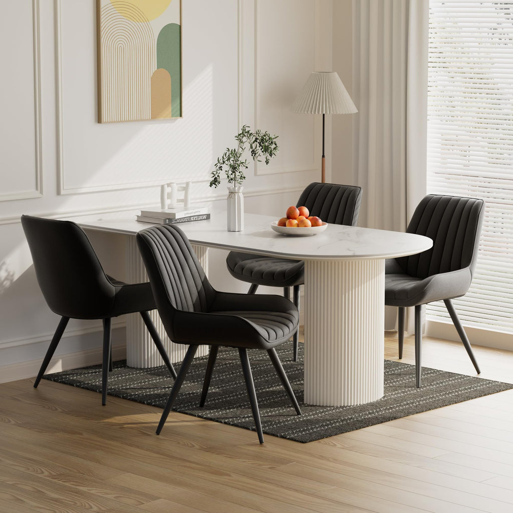 Black Faux Leather Upholstered Dining Chairs Set of 6 Z3227