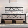 Black Full Metal Platform Bed Frame with Headboard D346910