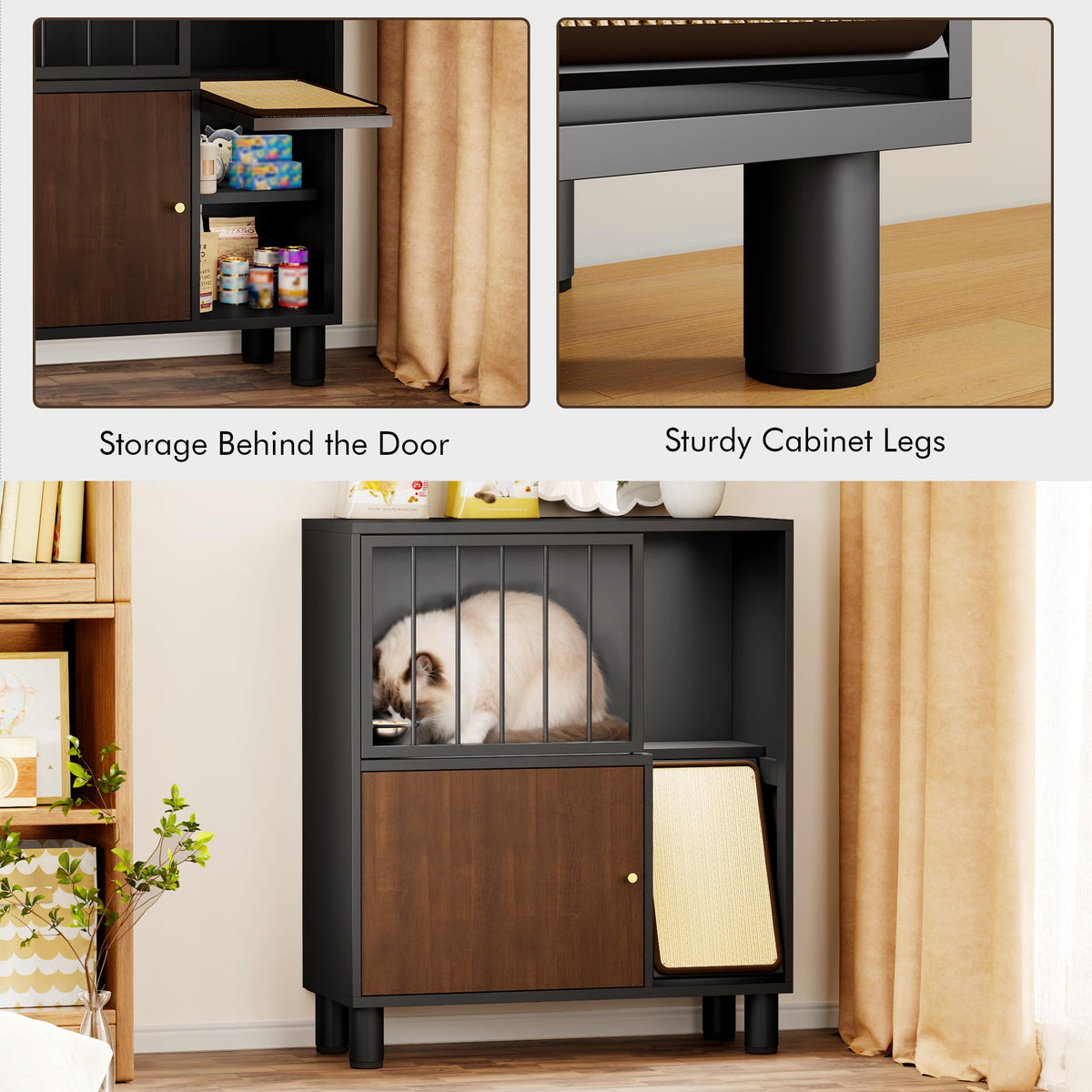 Black Metal Cat Feeding Cabinet B116181