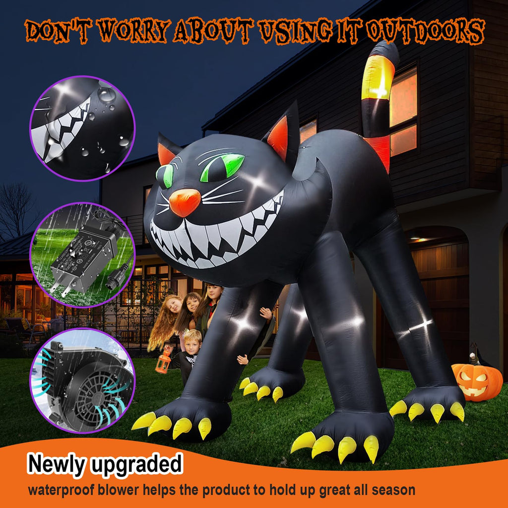 14FT Inflatable Black Cat Halloween Decoration with 7 LED Z3681