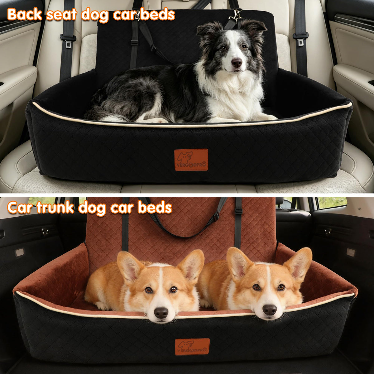 Large Dog Car Seat Portable Travel Dog Bed Velvet Memory Foam X385