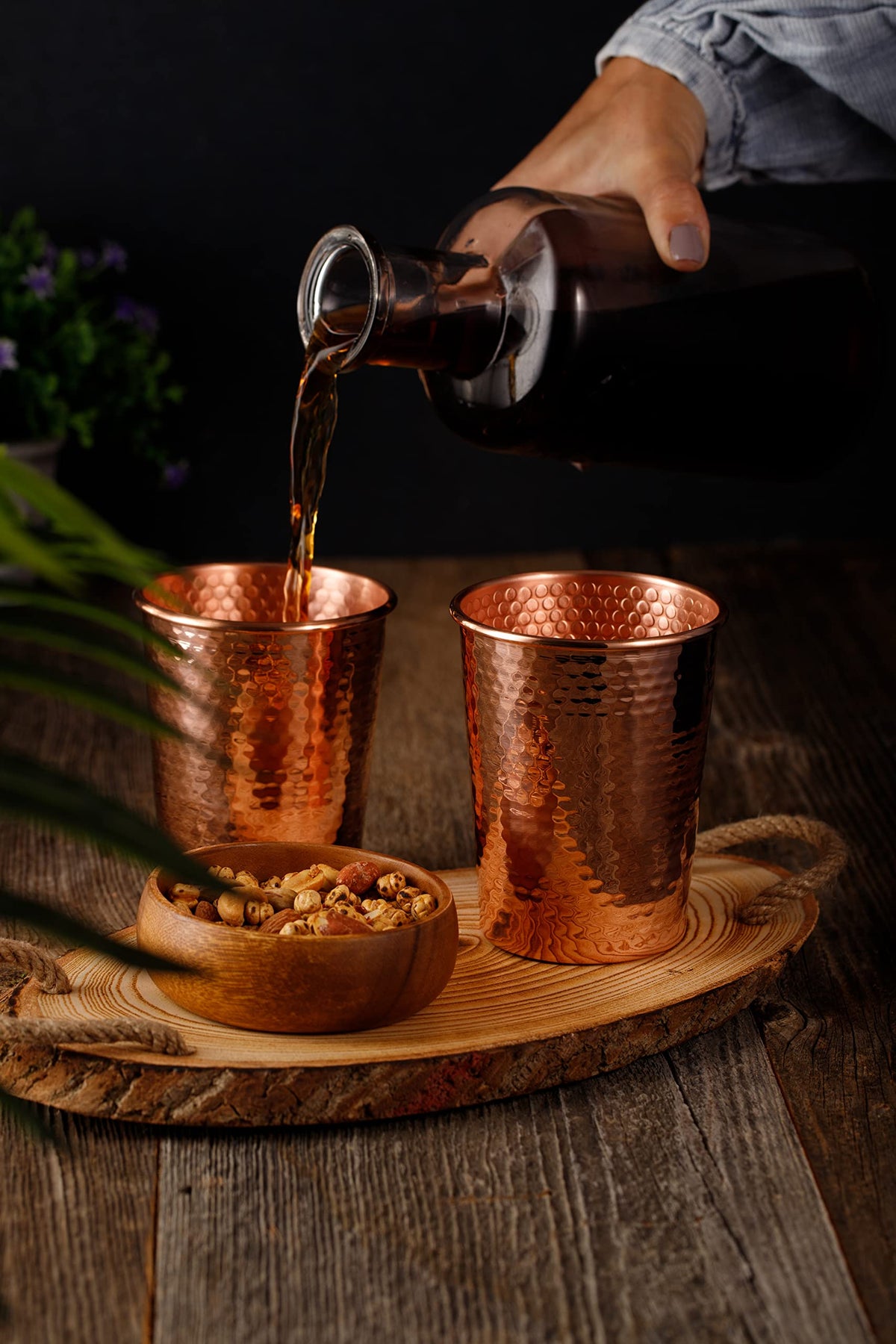 Set of 2 Hammered Copper Cups 18 Ounces S51856