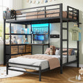 Twin XL Over Twin Bunk Bed with Desk and 5 Storage Drawers O59133