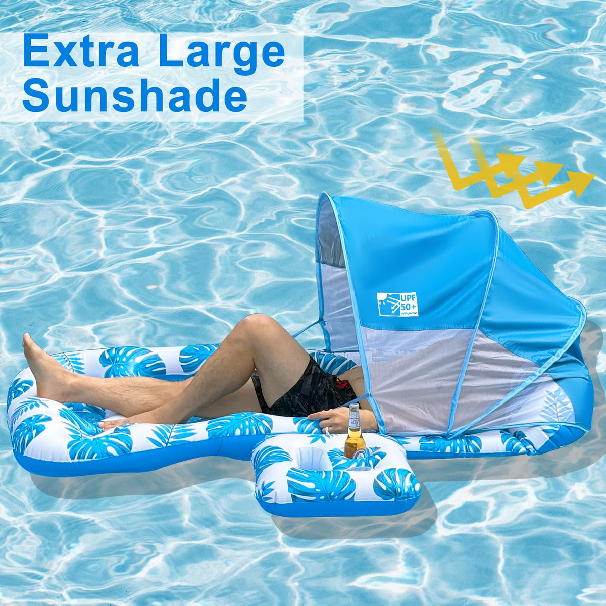 Inflatable Pool Float with UPF 50+ Sunshade Canopy J536