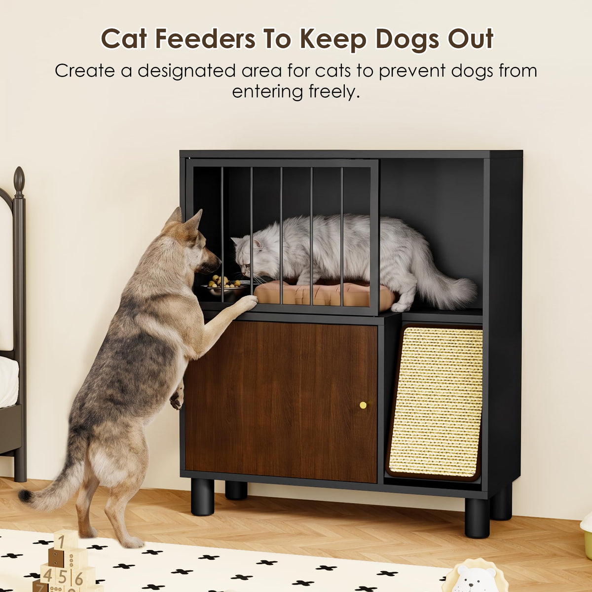 Black Metal Cat Feeding Cabinet B116181