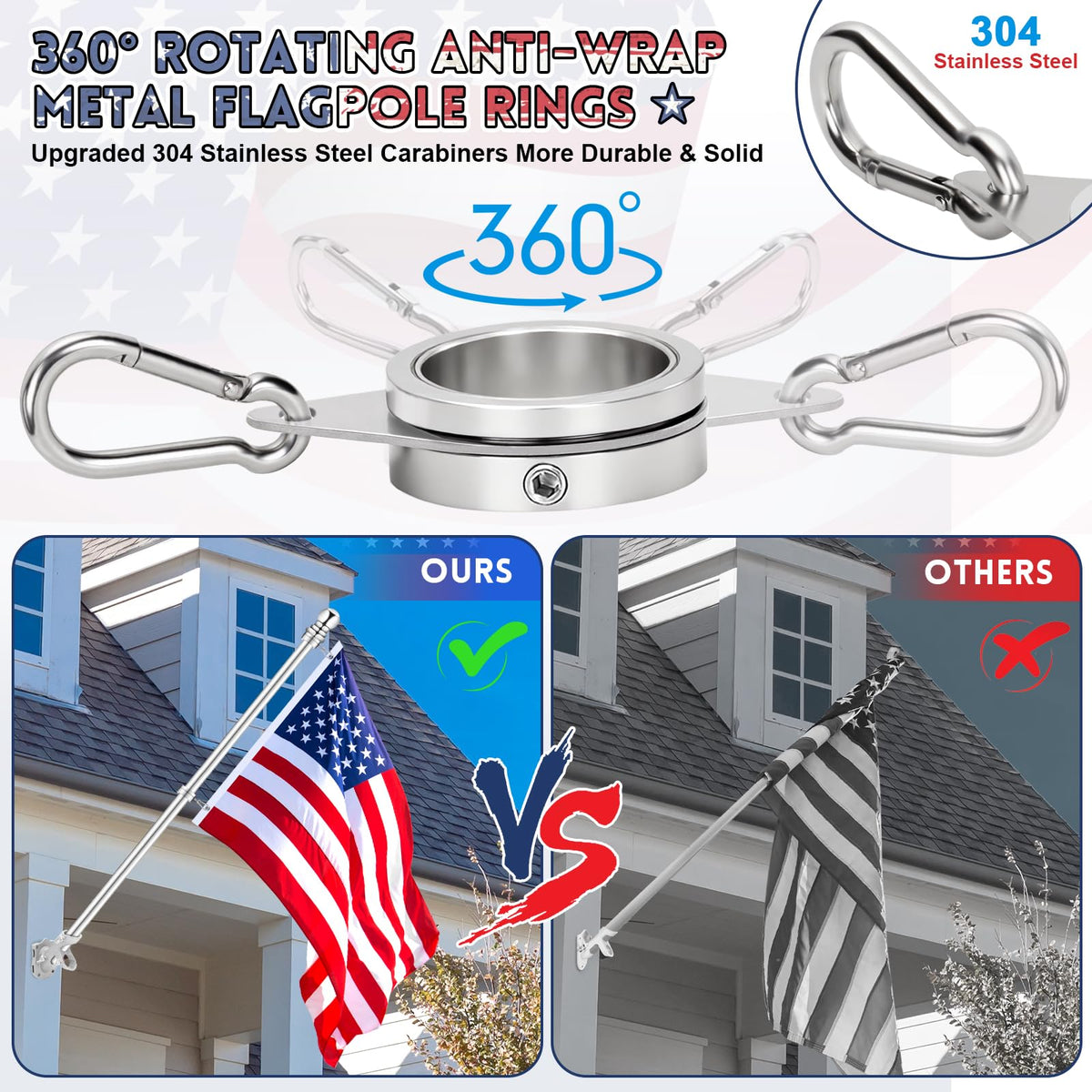 6 FT Stainless Steel Spinning Flag Pole N2580