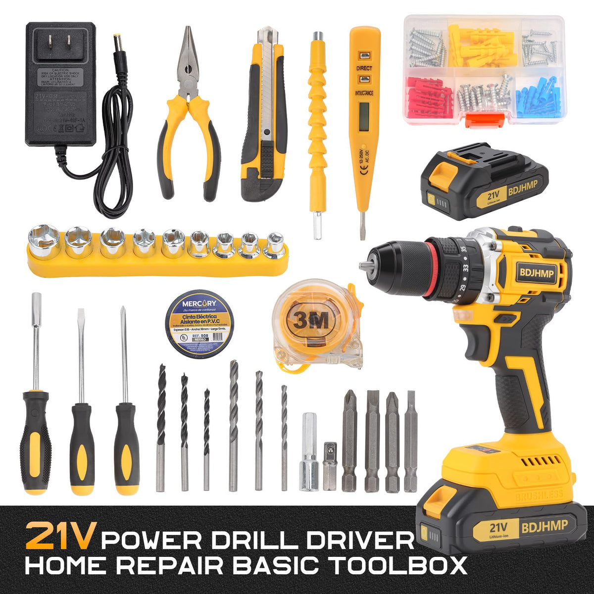 3/8" Brushless Compact Drill Tool Set with Drill Bit and Sockets J5079