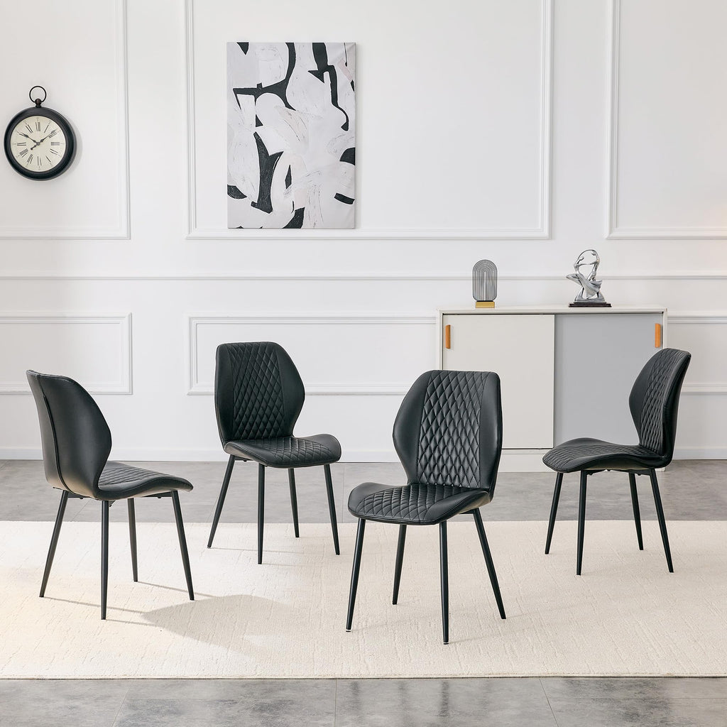 Set of 4 Black Upholstered Dining Chairs R601