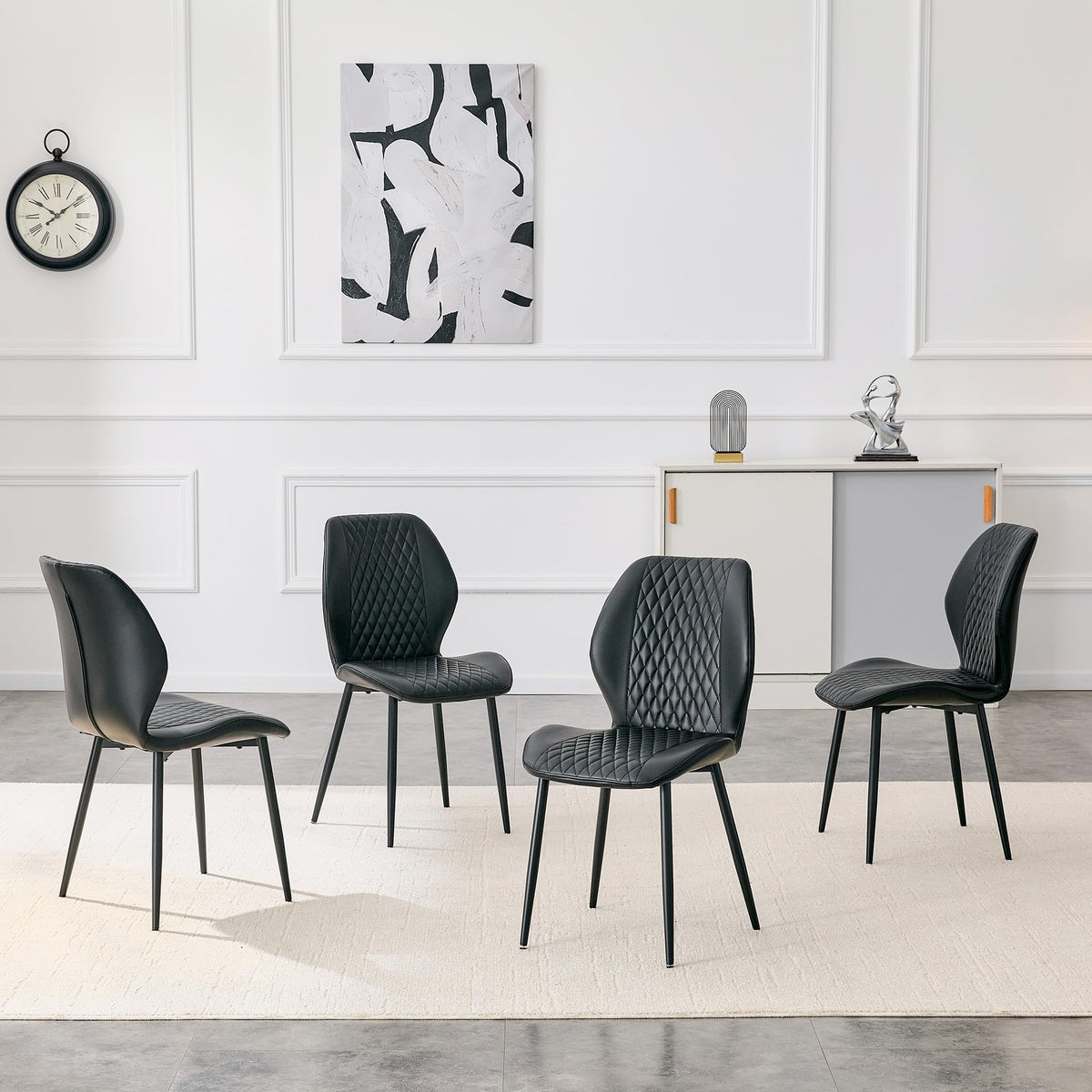Set of 4 Black Upholstered Dining Chairs R601
