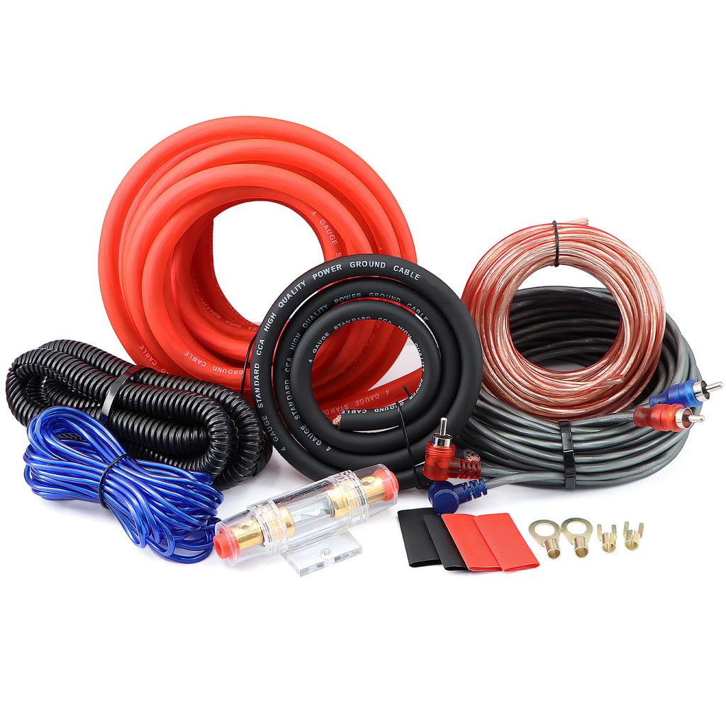 4 Gauge Audio Amplifier Wiring Kit 1200W CCA with Fuse & RCA A2619