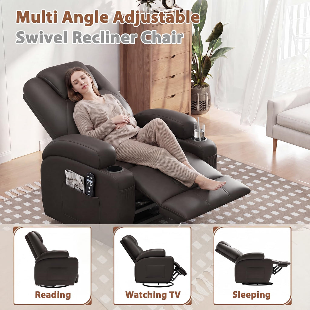 Swivel Rocker Recliner Chair with Vibration Massage D868