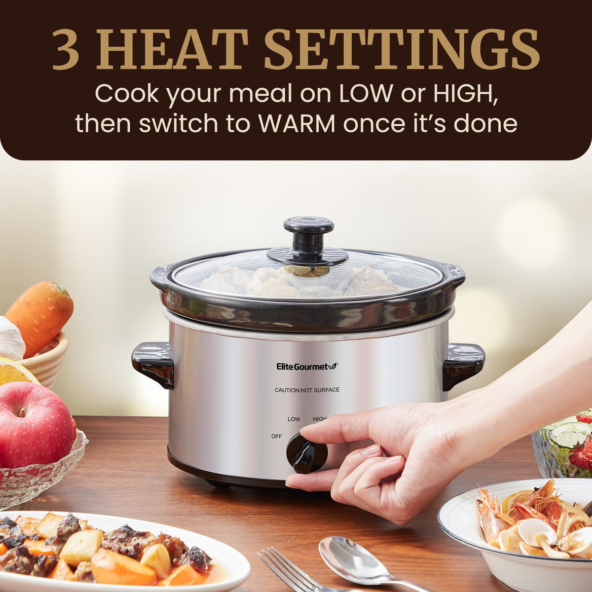 Electric Oval Slow Cooker, 2 Qt, Stainless Steel R823886