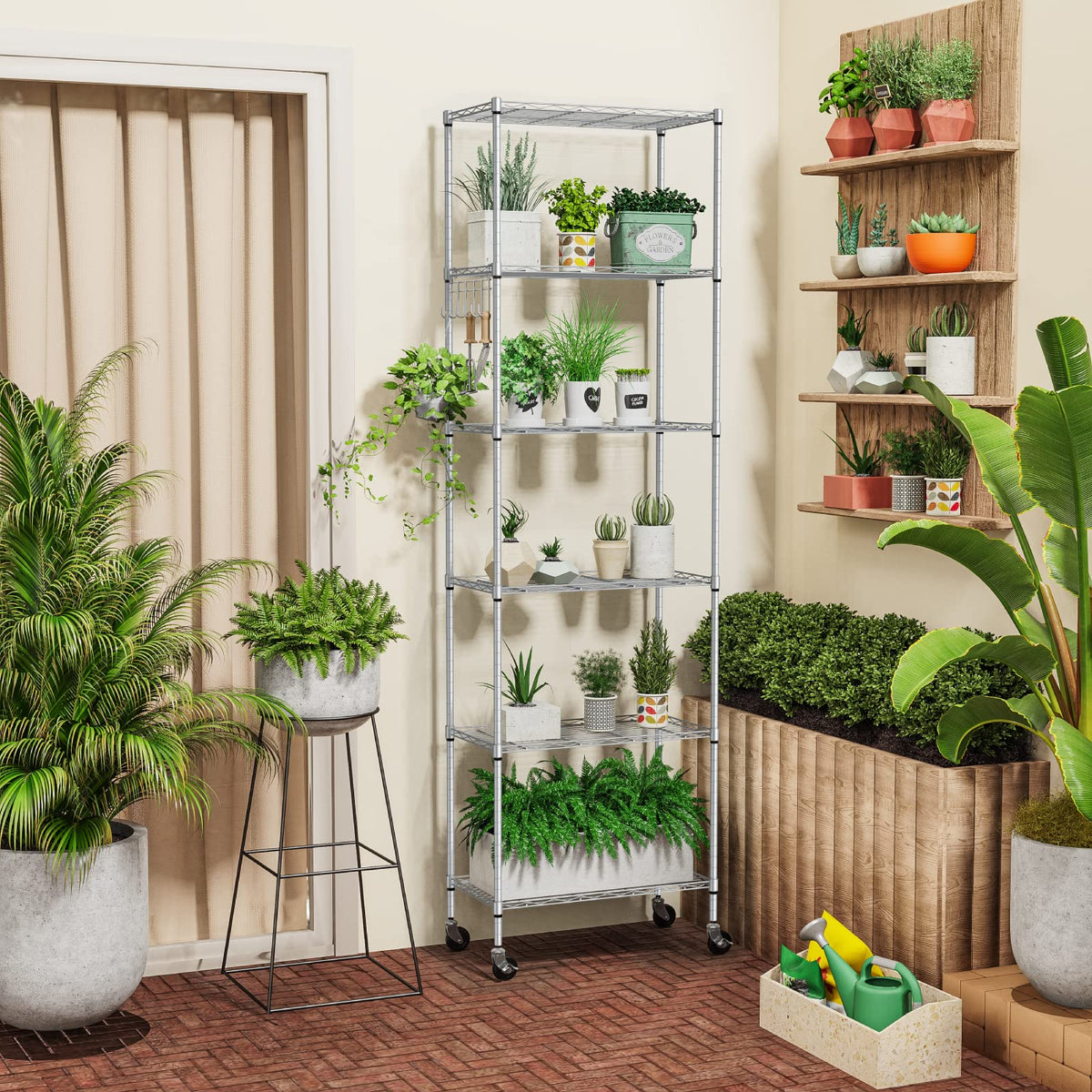 6-Tier Wire Shelving Unit with Caster Wheels W268487