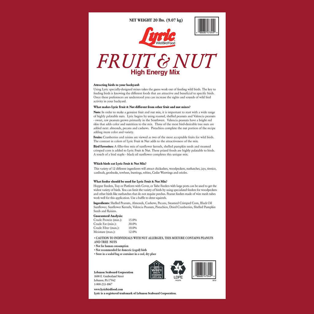 Fruit and Nut Wild Bird Seed Mix 20 lbs L7899
