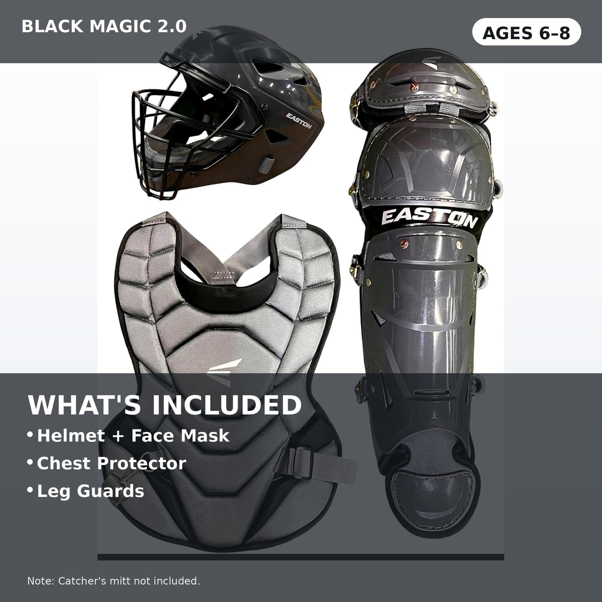 Black Youth Catcher's Set with Helmet, Chest Protector & Leg Guards Q457117