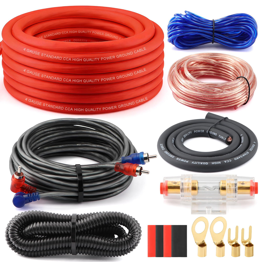 4 Gauge Audio Amplifier Wiring Kit 1200W CCA with Fuse & RCA A2619