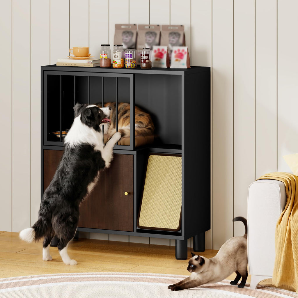 Black Metal Cat Feeding Cabinet B116181