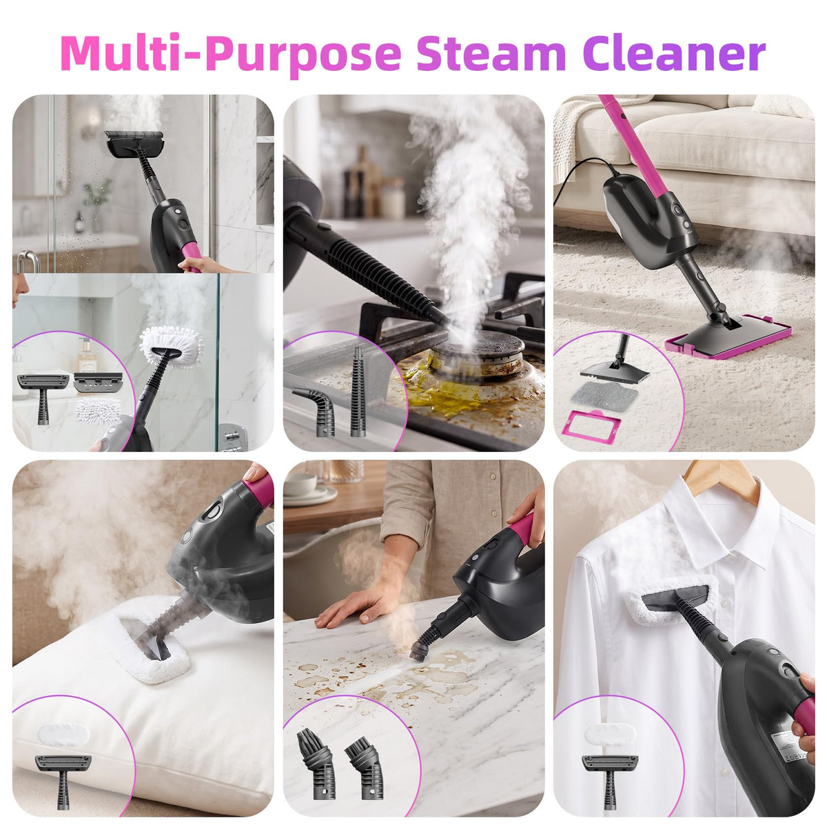 9-in-1 Detachable Handheld Steam Mop D128