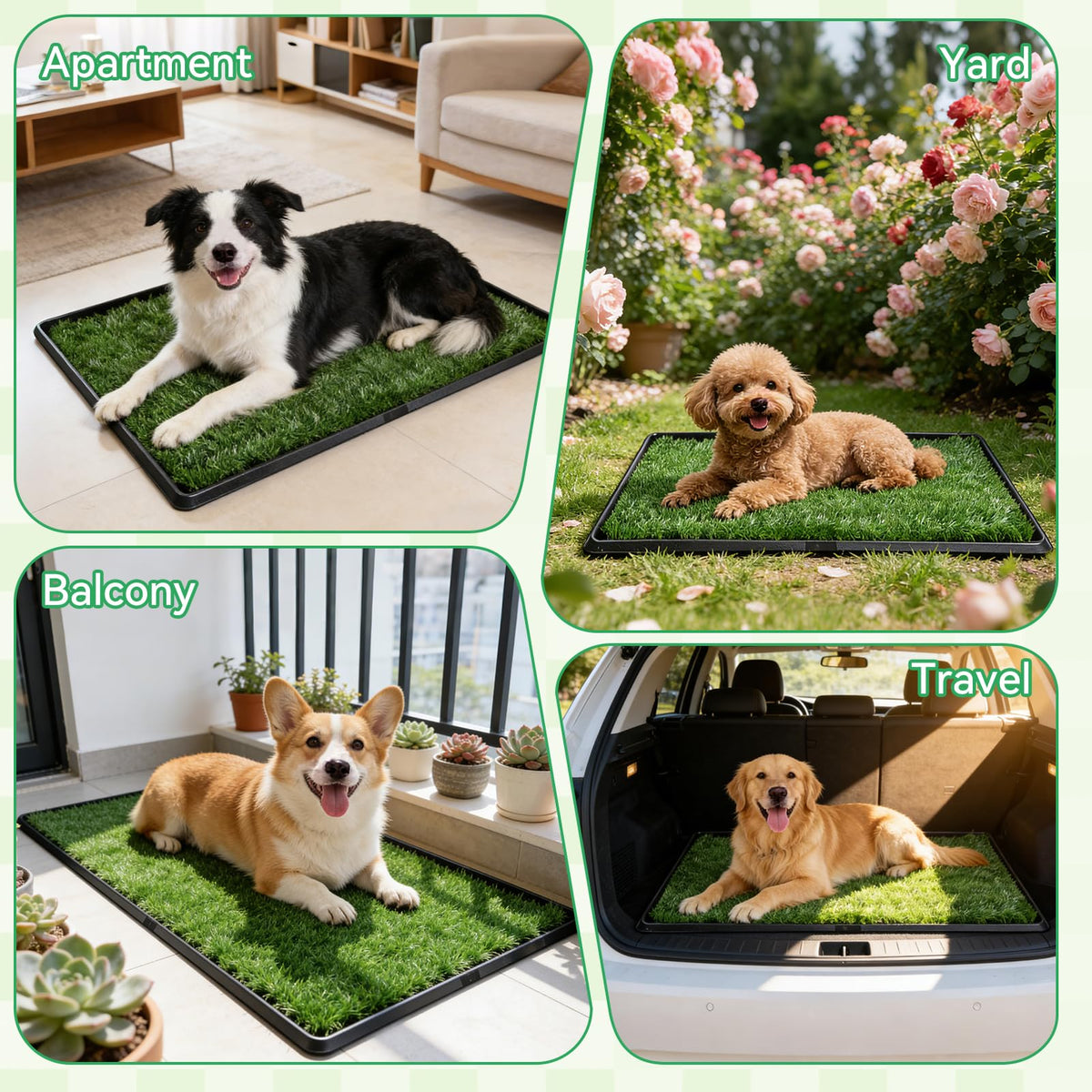20x30 Inch Artificial Grass Dog Potty Pad with Tray T4280