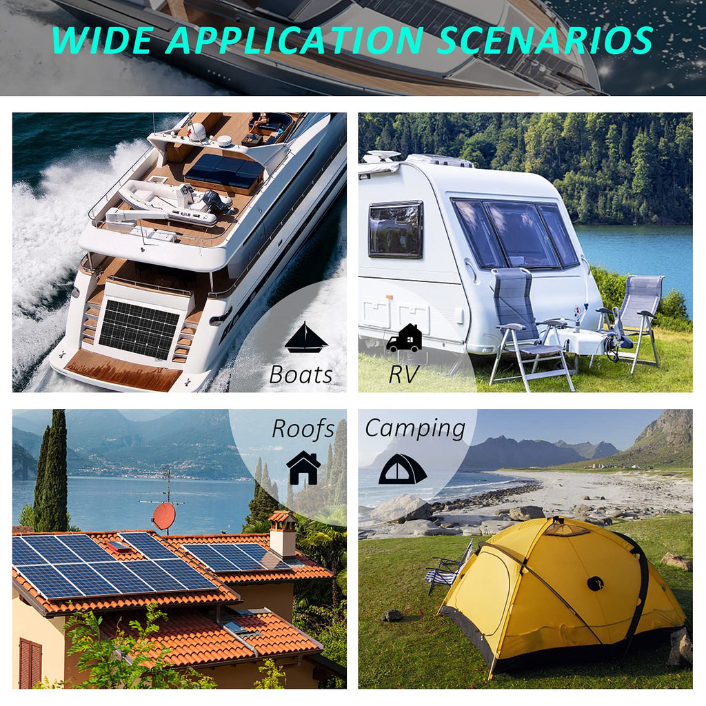 300 Watts 12 Volts ETFE Flexible Monocrystalline Solar Panels with 30A MPPT Charge Controller O731