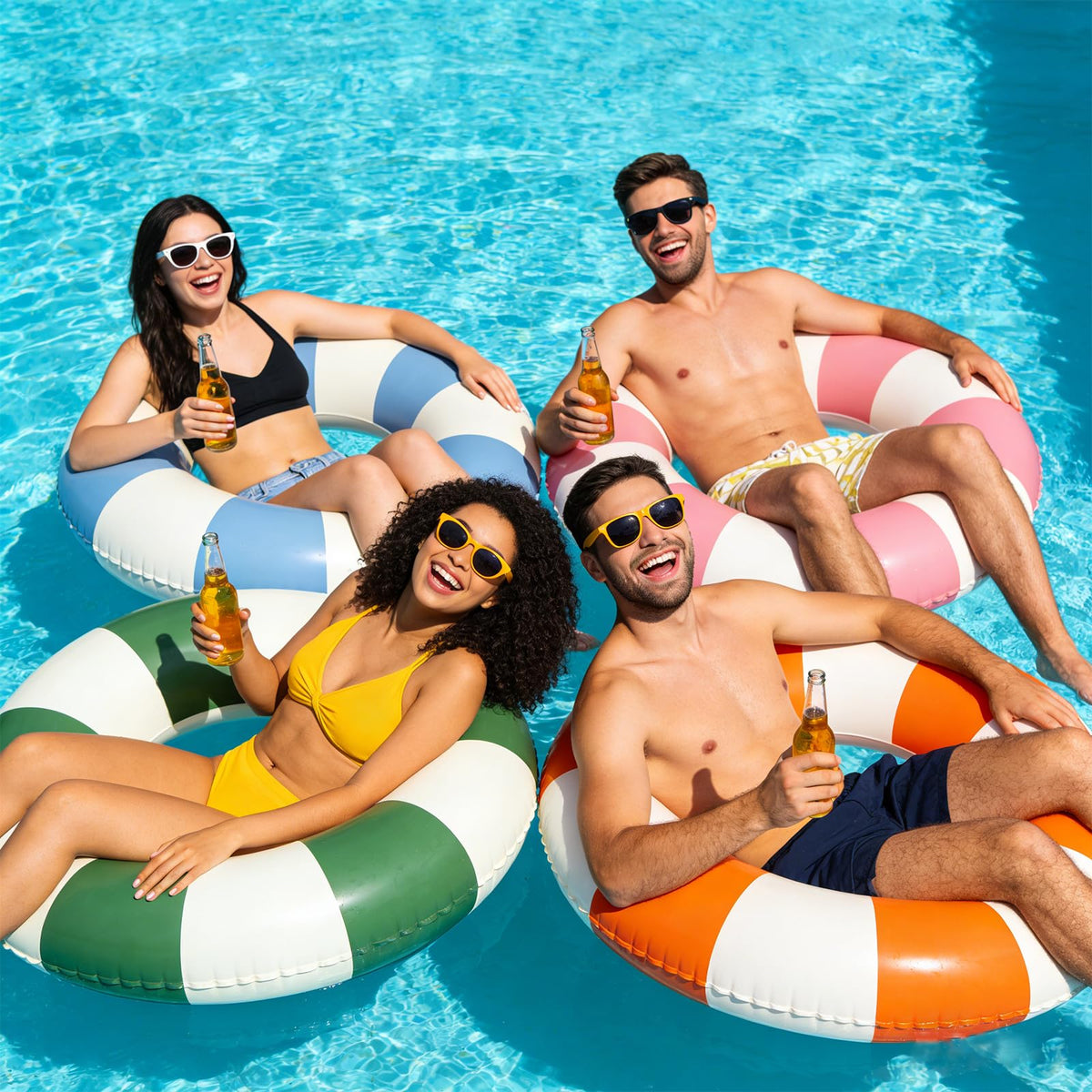 Large Inflatable Pool Float 36 Inch Striped Swim Rings L833