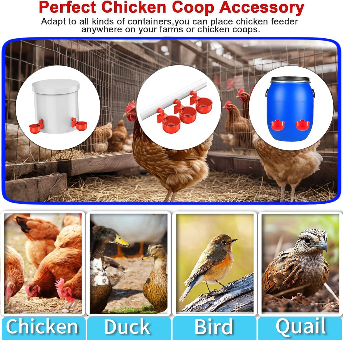 24 Pack Automatic Chicken Waterer Cups Kit B249