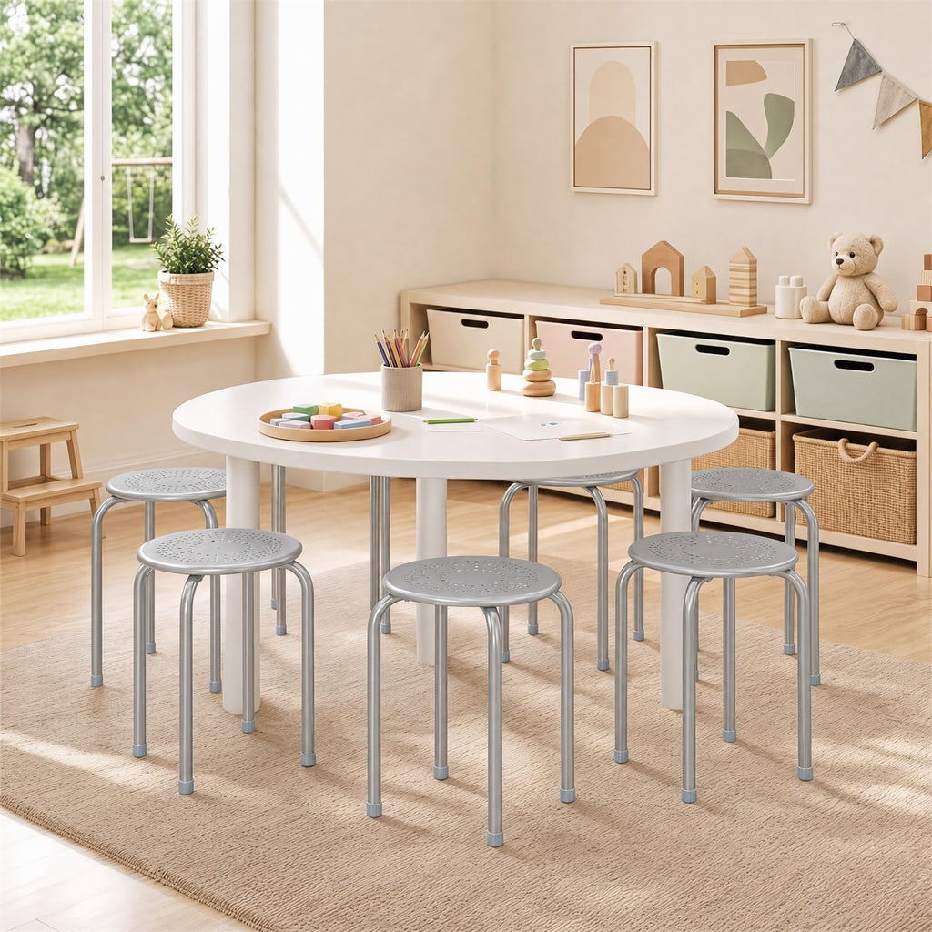 Grey Stackable School Stools 6-Pack U478480