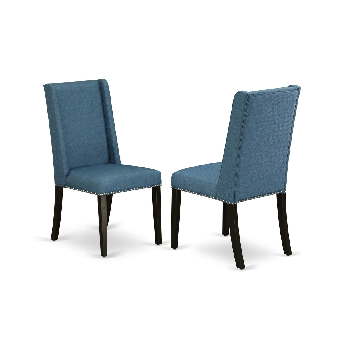 3 Piece Dining Table Set with 2 Blue Linen Fabric Chairs G73644