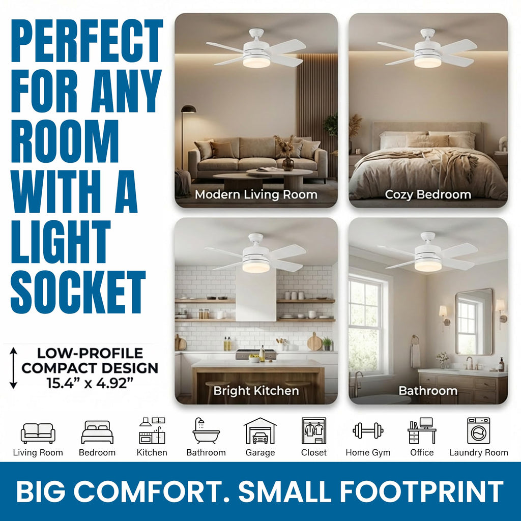 15.4" Socket Fan Light Ceiling Fan with Remote Control F976445