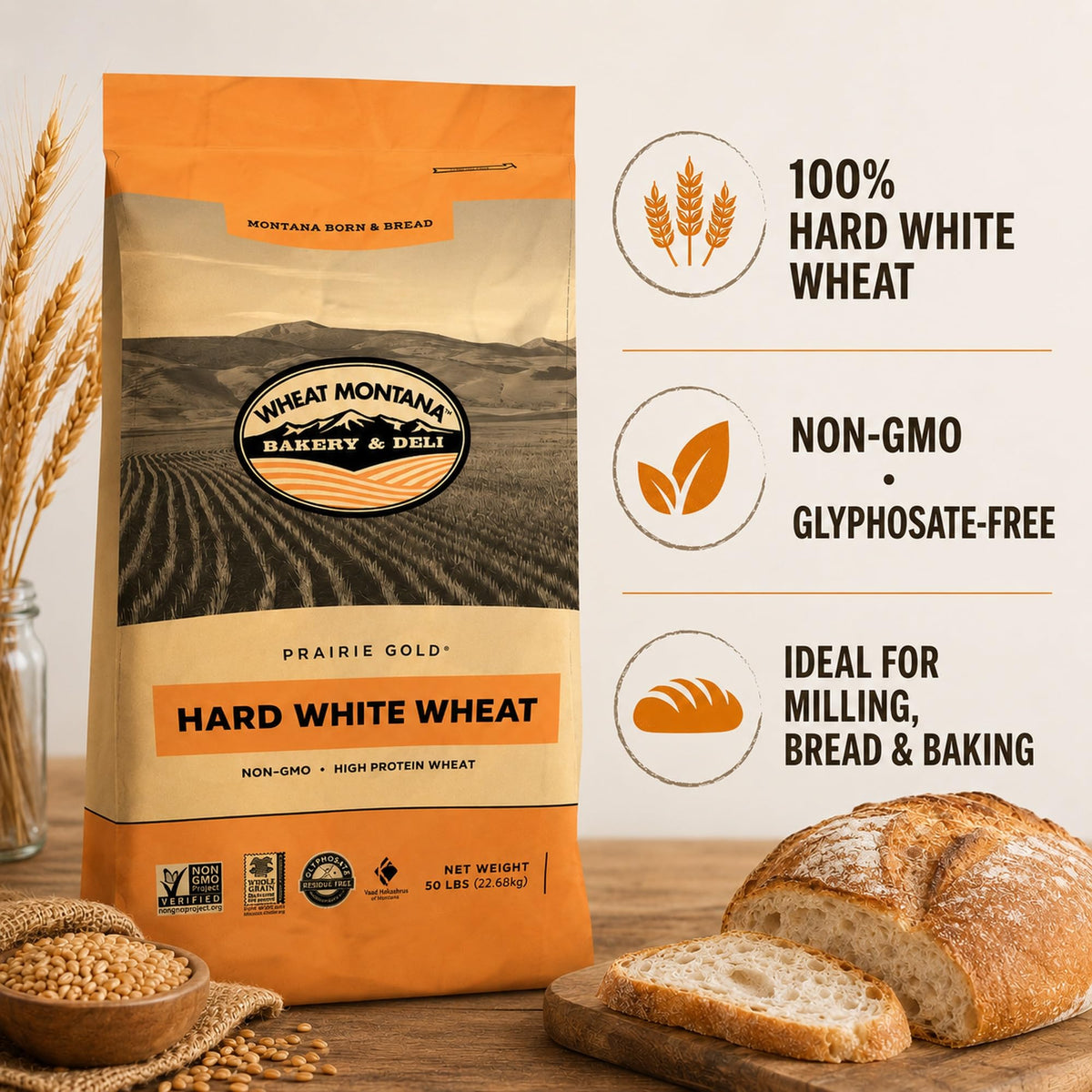 50 lb Bulk Bag Whole White Spring Wheat P8906