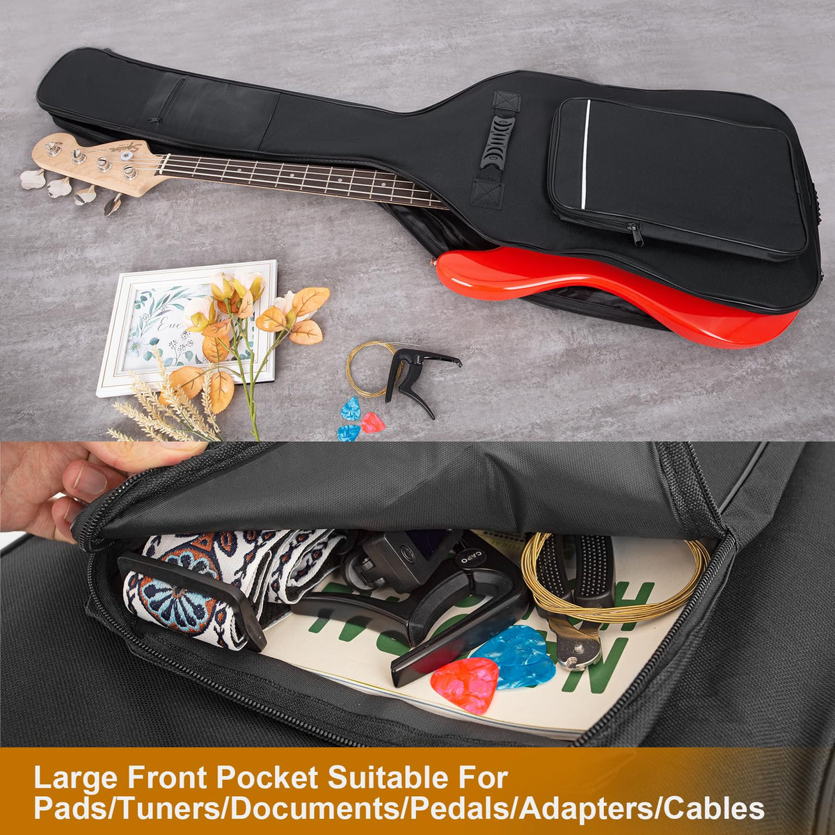 Black Waterproof Bass Guitar Gig Bag T950512