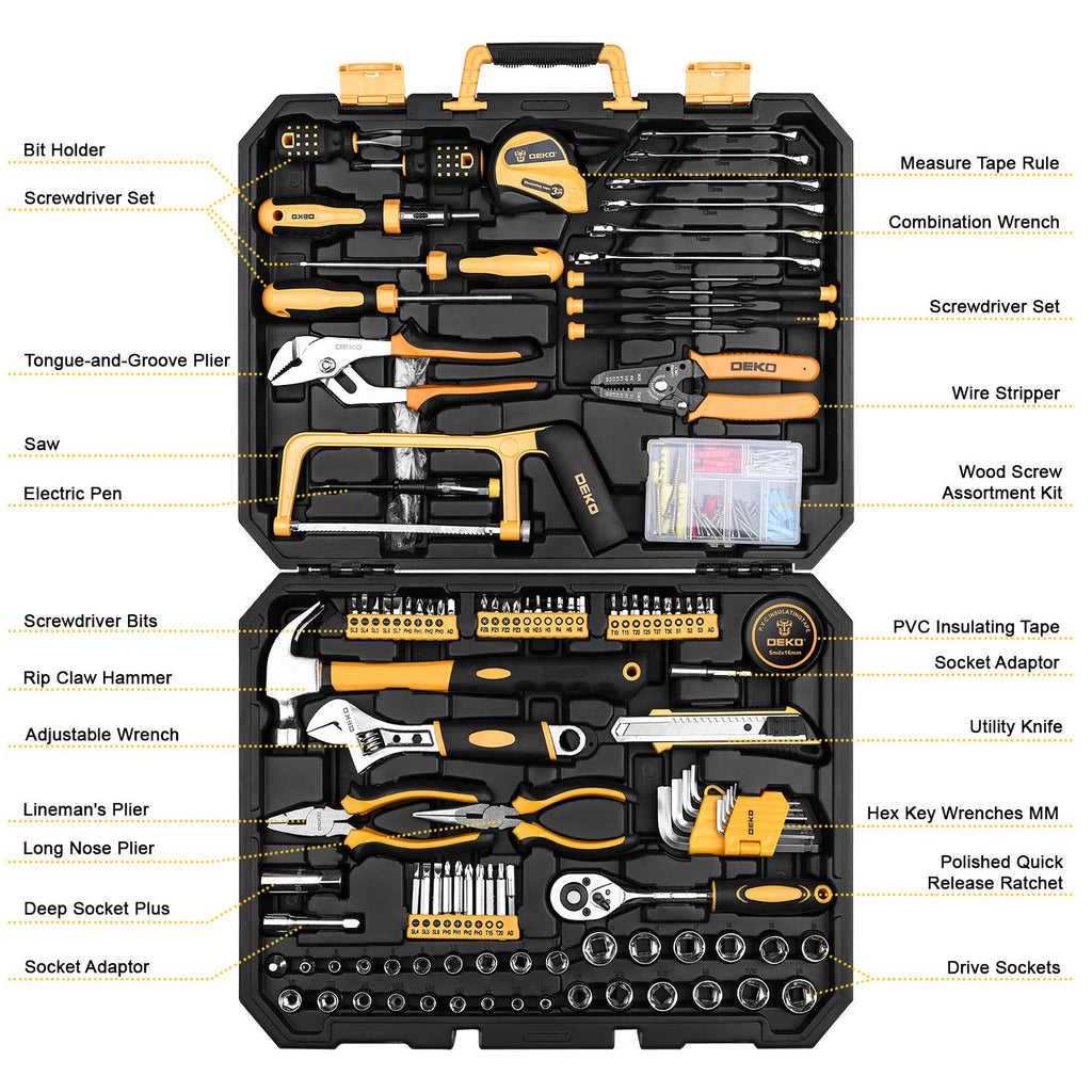 198 Piece Home Repair Tool Kit with Plastic Toolbox M6549