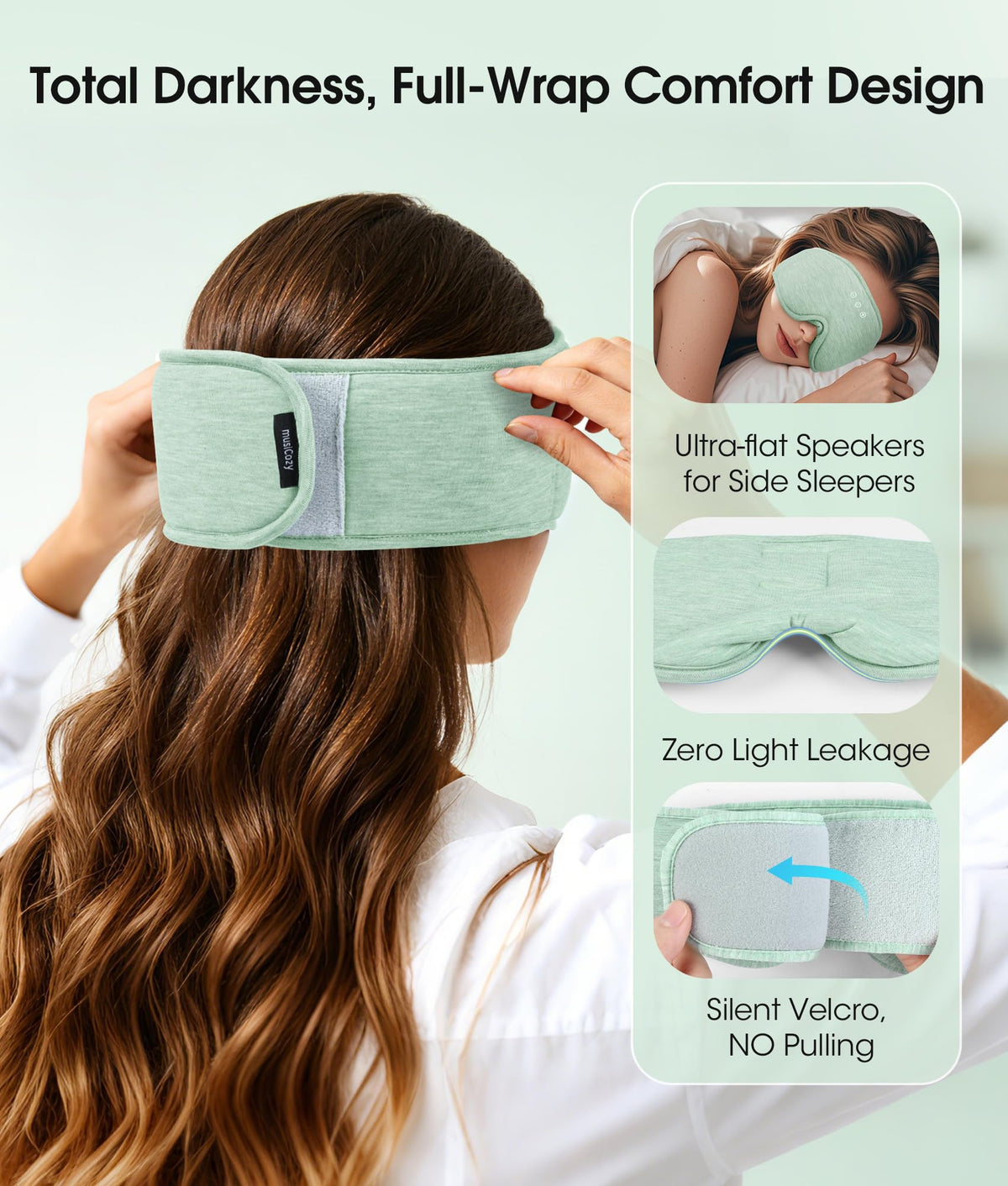 Bluetooth Sleep Headphones Eye Mask Bamboo Fiber E392
